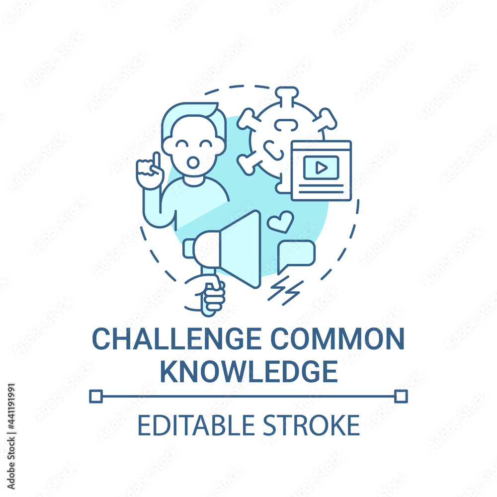 Challenge common knowledge concept icon. Viral content method abstract ...