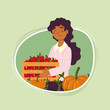 farmer girl with fruits