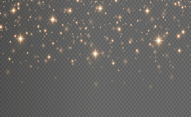 Poster - Christmas background. Powder dust light PNG. Magic shining gold dust. Fine, shiny dust bokeh particles fall off slightly. Fantastic shimmer effect. Vector illustrator.