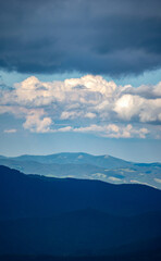 Wall Mural - panorama of the carpathian mountains at the beginning of summer in ukraine, rest and travel in the m