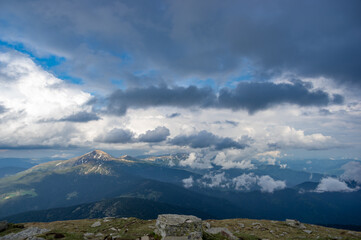 Wall Mural - mount hoverla in the clouds after the rain