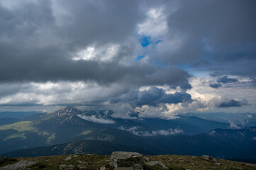 Wall Mural - mount hoverla in the clouds after the rain