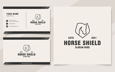 Wall Mural - Minimalist horse shield logo template monogram style