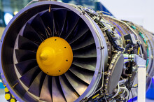 Close-up Of Jet Engine. Engine Maintenance