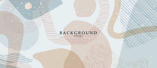 Wall Mural - Abstract background art with color shapes on background. Web or wall art decor. Boho style minimalistic background. Vector illustration.