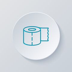 Poster - Roll of toilet paper, simple icon. Cut circle with gray and blue layers. Paper style