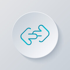 Poster - Arrow, direction or pointer, simple icon. Cut circle with gray and blue layers. Paper style