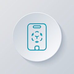 Poster - Augmented reality, AR mobile technology. Cut circle with gray and blue layers. Paper style