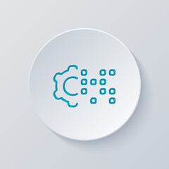 Poster - Digital transformation, simple gear, technology icon. Cut circle with gray and blue layers. Paper style