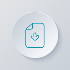 Poster - Download sign, simple app icon. Cut circle with gray and blue layers. Paper style