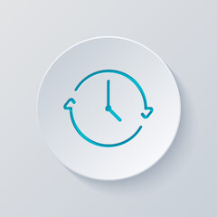 Poster - Stopwatch or timer, simple icon. Cut circle with gray and blue layers. Paper style