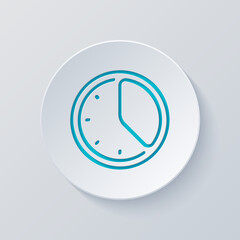 Poster - Stopwatch or timer, simple icon. Cut circle with gray and blue layers. Paper style