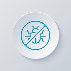 Poster - Simple bug icon, computer virus or malware. Cut circle with gray and blue layers. Paper style