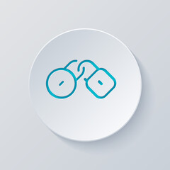 Poster - Locked padlock, private information, simple icon. Cut circle with gray and blue layers. Paper style