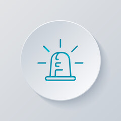 Poster - Emergency siren of ambulance or police, simple icon. Cut circle with gray and blue layers. Paper style