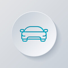 Wall Mural - Car silhouette, simple icon. Cut circle with gray and blue layers. Paper style