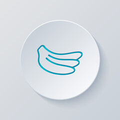Poster - Banana, simple icon of fruit. Cut circle with gray and blue layers. Paper style