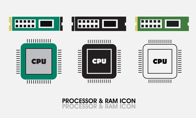 RAM, RAM & processor , RAM icon, processor, processor icon, random access memory, random access memory vector, random access memory icon, processor icon, processor