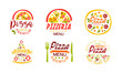 © topvectors - Pizza Menu Premium Logo Design Set, Pizzeria, Restaurant, Cafe, Delivery Service Labels Cartoon Vector Illustration