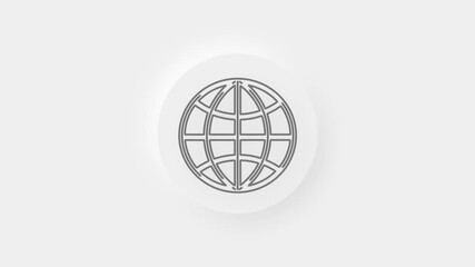 Poster - Animated icon of neomorphism globe. Flat gray symbol of planet. Concept of net, web, internet, ecology.