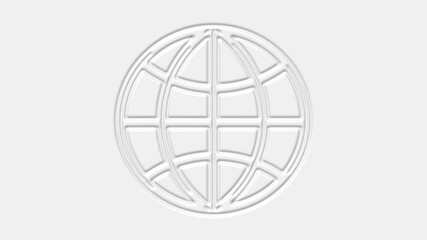 Poster - Animated icon of neomorphism globe. Flat grey symbol of planet. Concept of net, web, internet, ecology.
