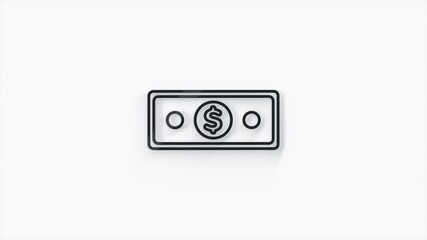 Poster - Banknote dollar 3d icon isolated on white background. Banking currency sign. Cash symbol.