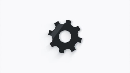 Aufkleber - Black gear wheel 3d icon on white background. 4k