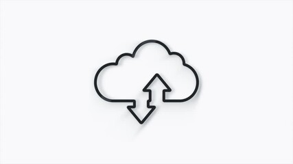 Fototapete - Cloud download and upload 3d icon isolated on white background. 4K