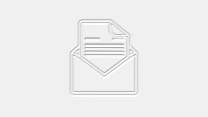 Poster - Email Icon. Open envelope with letter isolated on white background. 4K