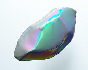 Poster - 3D illustration of the iridescent holographic crystal.