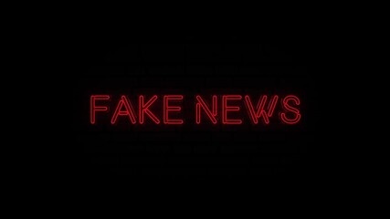 Aufkleber - Fake news text on neon sign. Night bright advertisement.