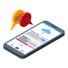 Poster - Smartphone data cloud icon isometric vector. Network technology. Internet sync information