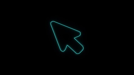 Aufkleber - Glowing neon line cursor icon animation with black background. Icon design. Video Animation.
