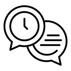 Sticker - Late work chat icon. Outline Late work chat vector icon for web design isolated on white background