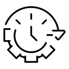 Poster - Late work gear time icon. Outline Late work gear time vector icon for web design isolated on white background