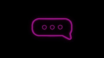 Poster - Glowing neon line Speech bubble chat icon isolated on black background. Message icon. Communication or comment chat symbol. 4K
