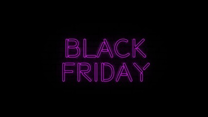 Aufkleber - Neon text of Black Friday on Black Background. Sale banner. 4k