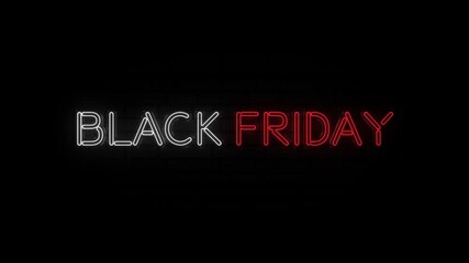 Aufkleber - Neon text of Black Friday on Black Background. Sale banner. 4k
