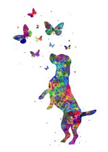 Dog Butterfly Animal Watercolor, Abstract Painting. Watercolor Illustration Rainbow, Colorful, Decoration Wall Art.