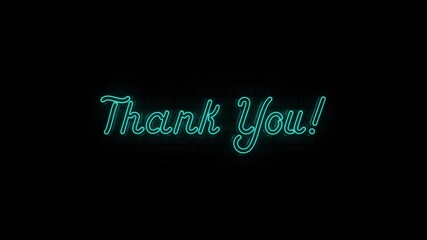 Poster - Thank you text is lit with bright neon light. 4k