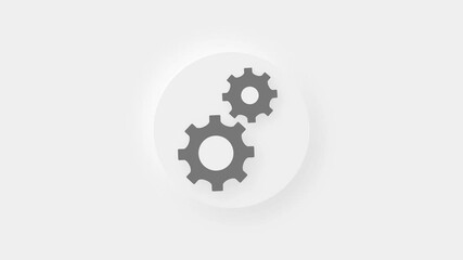 Aufkleber - Two grey metal spinning gears animation on white background. Spinning cogwheels video. 4k
