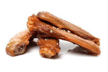 Poster - Chinese Braised Duck Wings On White Background