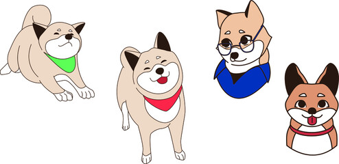 funny cartoon dogs vector illustration