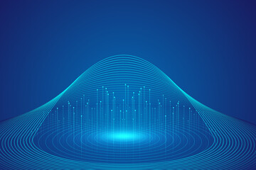 Poster - Abstract flying saucer composed of lines internet future science fiction technology background.