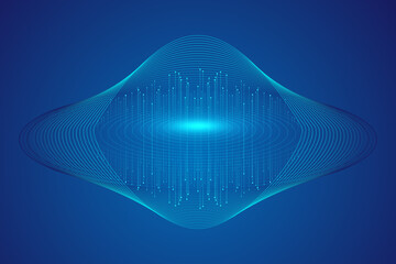 Poster - Abstract flying saucer composed of lines internet future science fiction technology background.