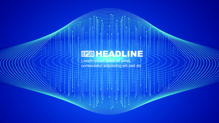 Fototapete - Abstract flying saucer composed of lines internet future science fiction technology background.