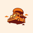 Logo and icon of hamburger food truck vector design