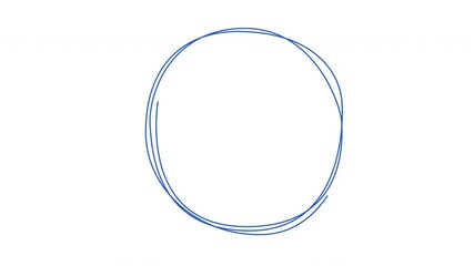 Wall Mural - Self drawing animation of circle, round frame. Line art. Luma matte. Blue