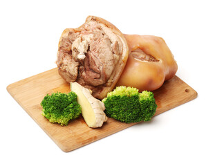 Poster - cooked pork (leg) isolated on white background 