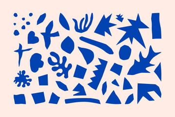 Wall Mural - inspired matisse geometric and organic shapes in a trendy minimal style. vector art collage elements